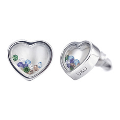 Ювелирные украшения - Серьги UMa&UMi Сердце с подвижной вставкой многоцветные (8895110574211)