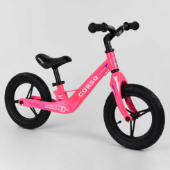 Біговели - Біговел дитячий з надувними колесами, магнієвою рамою та магнієвим кермом Corso Pink (76360) (100005)