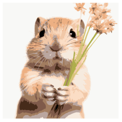 Товары для рисования - Картина по номерам Strateg Хомяк с цветами 20 х 20 (HH8027)