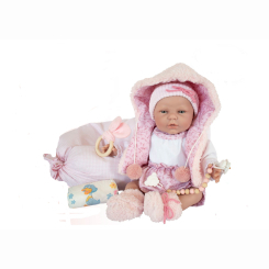 Пупсы - Пупс Munecas De Cuna в розовом комбинезоне 45 см (8436587141744