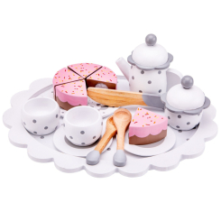 Дитячі кухні та побутова техніка - Ігровий набір New Classic Toys Для чаю з тортом білий (10621)
