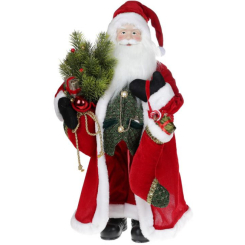 Аксесуари для свят - Новорічна фігурка Санта з шкарпеткою 60см (м'яка іграшка), червоний Bona DP73700