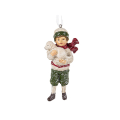 Аксесуари для свят - Ялинкова фігурка Christmas Boy з цуценям Lefard AL186503