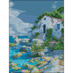 Мозаїка - Алмазна картина Strateg Будинок біля моря 30 х 40 см (ZAV3040-57)