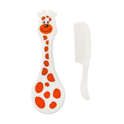 Товари для догляду - Гребінець зі щіткою для волосся Lindo Жираф білий (8850214006006)
