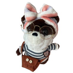 Мягкие животные - Мягкая игрушка собачка LaLafanfan в одежде с очками 30 см (hub_umy0qt)