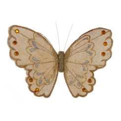 Аксесуари для свят - Декоративний метелик на кліпсі BonaDi Золотий 21 см Золотистий (117-912) (MR62175)