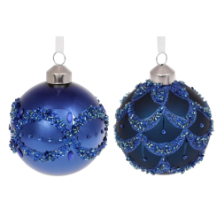 Аксессуары для праздников - Набор елочных шаров BonaDi 8 см 2 шт Синий (854-322) (MR62488)