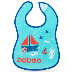 Детская посуда и аксессуары - Нагрудник хлопковый Baboo Marine синий (11-011)