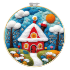 Набори для творчості - Набір для валяння картини з вовни Brushme Зимовий будинок (EFL008)