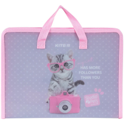 Канцтовары - Папка-портфель Kite Studio pets на молнии A4 (SP24-202)