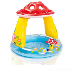 Для пляжу і плавання - Дитячий надувний басейн Intex 57114-2 Грибочок 102 х 89 см із кульками 10 шт підстилкою насосом