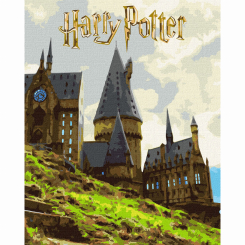 Товары для рисования - Картина по номерам Идейка WB Harry Potter Пейзаж Хогвартса с красками металлик 40 х 50 см (KHO5232)