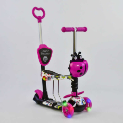 Самокати - Самокат дитячий Best Scooter багатофункціональний з батьківською ручкою 5 в 1 PU колеса з підсвічуванням Pink/Black (74055)