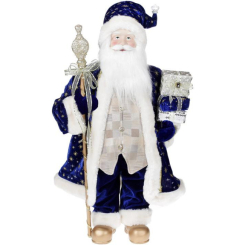 Аксесуари для свят - Новорічна фігурка Санта з палицею 60см (м'яка іграшка), синій з шампанню Bona DP73704