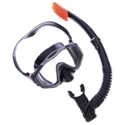 Для пляжа и плавания - Набор для плавания маска с трубкой Zelart M153-SN124-SIL Черный-серый (PT0880)