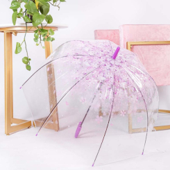 Парасольки і дощовики - Дитяча парасолька-тростина RST RST112A Сакура Purple механіка прозорий (7013-27232a)