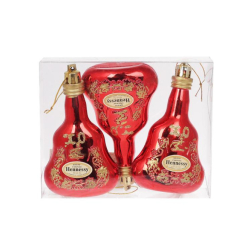 Аксесуари для свят - Набір ялинкових прикрас BonaDi Пляшки 3 шт 9 см Червоний (195-K92) (MR62470)