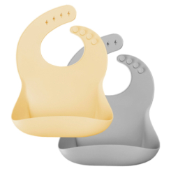 Дитячий посуд та аксесуари - Нагрудник MinikOiOi Basics Mellow Yellow and Powder Grey (101020065)