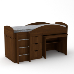 Детская мебель - Кровать чердак Универсал Компанит Орех экко (hub_KWuQ34540)