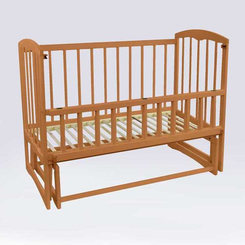 Детская мебель - Кроватка деревянная маятник c откидным бортиком "Спим" Светло-коричневый (74164)