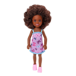 Ляльки - Лялька Barbie Челсі та друзі Темношкіра брюнетка у сукні з метеликами (DWJ33/HGT03)