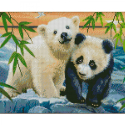 Мозаїка - Алмазна картина Strateg Два ведмеді 30х40 см (KB020)