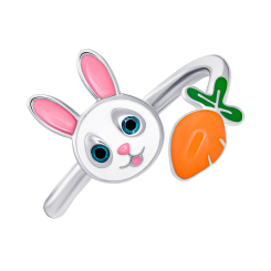 Ювелірні прикраси - Каблучка UmaUmi Zoo Зайчик з морквою із біло-рожевою та помаранчевою емаллю (2210000018969) Ювелірні прикраси - Каблучка UmaUmi Zoo Зайчик з морквою із біло-рожевою та помаранчевою емаллю (2210000018969)
