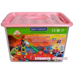 Магнітні конструктори - Магнітний конструктор МАГНІКОН 3D 198 деталей (МК-198) (MK-198)