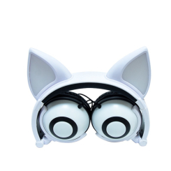 Портативные колонки и наушники - Наушники с ушками SUNROZ LINX Bear Ear Headphone Лисички LED 1,5 м Белый (SUN2649)