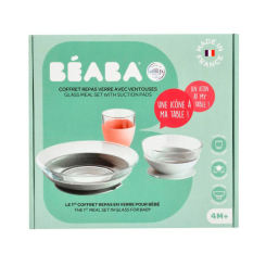 Товари для догляду - Набір посуду Beaba Склянний рожевий (913487)