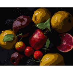 Товары для рисования - Картина по номерам Strateg Фрукты на черном фоне 40 х 50 см (AH1246)