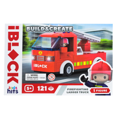 Конструкторы с уникальными деталями - Конструктор IBLOCK Junior Kids hits Build & create Firefighting ladder truck (KH43/001/1)