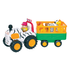 Фигурки животных - Игровой набор Kiddieland Трактор Сафари на колесах на русском со световым эффектом (51169)