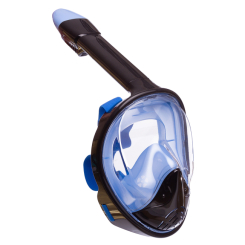 Для пляжу і плавання - Маска для снорклінгу з диханням через ніс YSE (силікон, пластик, р-р S-M) Чорний-синій (PT0856)