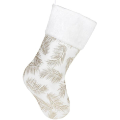 Аксесуари для свят - Декоративна шкарпетка для подарунків Хвоя біла із золотом Bona DP69569