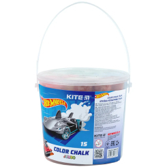 Канцтовары - Мел Kite Jumbo Hot Wheels в ведерке разноцветный 15 штук (HW24-074)