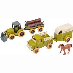 Транспорт і спецтехніка - Ігровий набір Otamanko Веселий хутір Трактор, вантажівка і кінь (532.01.66)