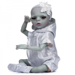 Куклы - Силиконовая коллекционная кукла Инопланетянин Reborn Doll Девочка Миральдина Высота 35 См (541)