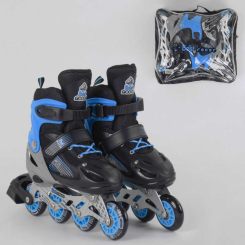 Ролики детские - Роликовые коньки Best Roller (34-37) PVC колёса, свет на переднем колесе, в сумке Black/Blue (98866)