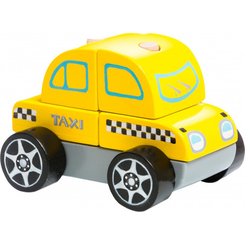 Машинки для малюків - Дерев’яна машинка Cubika Таксі (13159)