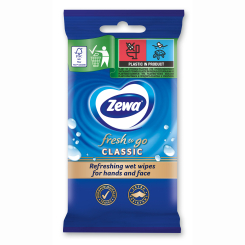 Антисептики и маски - Влажные салфетки Zewa Classic Fresh-to-go 10 шт (7322540883657)