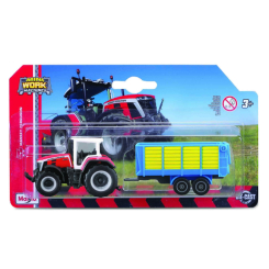 Транспорт і спецтехніка - ​Автомодель Maisto Mini Work Machine Трактор з причепом червоний (15590/2)