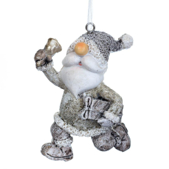Аксесуари для свят - Новорічна підвіска Elisey Дід Мороз з подарунком 7 см Сріблястий (2007-014) (MR61938)