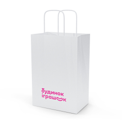 Подарункова упаковка - Пакет паперовий Будинок іграшок Білий великий 32 х 18 х 40 см (2300006077128)