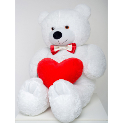 М'які тварини - Плюшевий ведмедик з серцем Mister Medved Террі 160 см Білий (036)