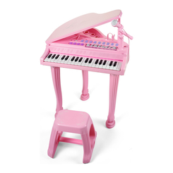 Музыкальные инструменты - Игрушечное пианино-синтезатор Baoli розовое с микрофоном и стульчиком 37 клавиш (BAO-1403-P)