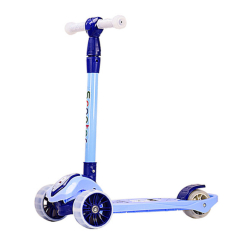 Самокати - Самокат дитячий 3-х колісний Bambi HS2014 складний колеса зі світлом Синій (31329)