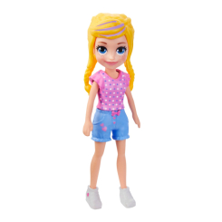 Куклы - Кукла Polly Pocket Полли в голубых шортах и розовом топе в горошек (FWY19/GFP77)