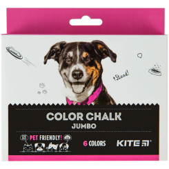Канцтовари - Крейда Kite Jumbo Dogs різнокольорова 6 штук (K22-073)